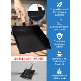 FEINER® Dustpan PRO® TM - 3160 | Robust Dustpan | Metal | Black Powder Coated | Shovel | House - Yard - Garden | Craft - Construction Site | Industrial Trade