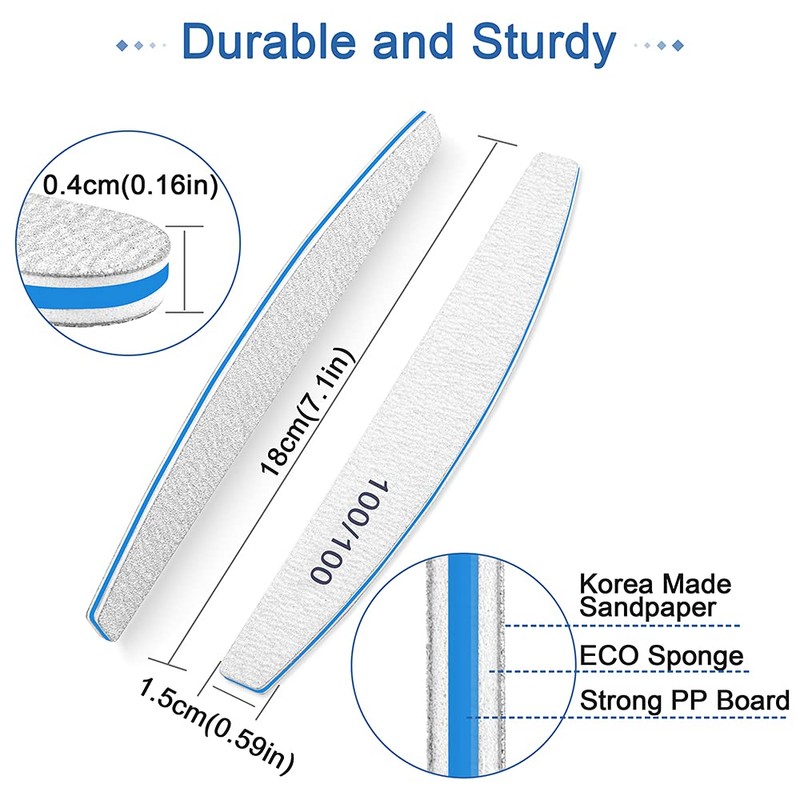 Nail File Set for Acrylic Nail Files, 100/100 Grit (12