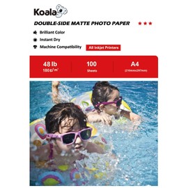 KOALA Double Sided Matte Inkjet Photo Paper A4, 180gsm, 100 Sheets for Inkjet Printers. Suitable for Printing Photos, Brochures, Covers, Certificates, Booklets, Flyers, Leaflets, Cards, Calendars