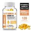 Vitamin A 120 Tablets 10 000IU - Eye Health Immune Strength Non-GMO Gluten Free, 1 Piece, 60 Tablets / 비타민 A 120정 10 000IU - 눈 건강 면역 강화 비GMO 글루텐 프리, 1개, 60정