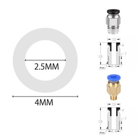 PTFE Tubing 5m Clear 3D Printer Filament Pipe with 5x PC4-M6 & 5x PC4-M10 & Cutter for 1.75mm