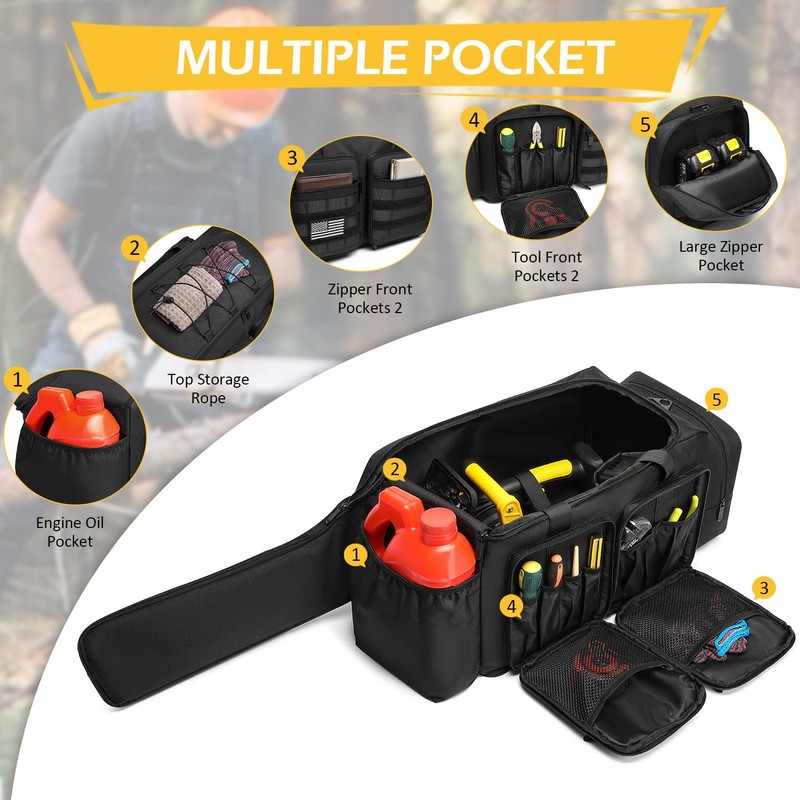Chainsaw Carrying Case - Tactical Style Waterproof Storage Bag for