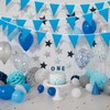 52pcs Blue Fabric Bunting, 66ft Reusable Waterproof Triangle Pennant Banner