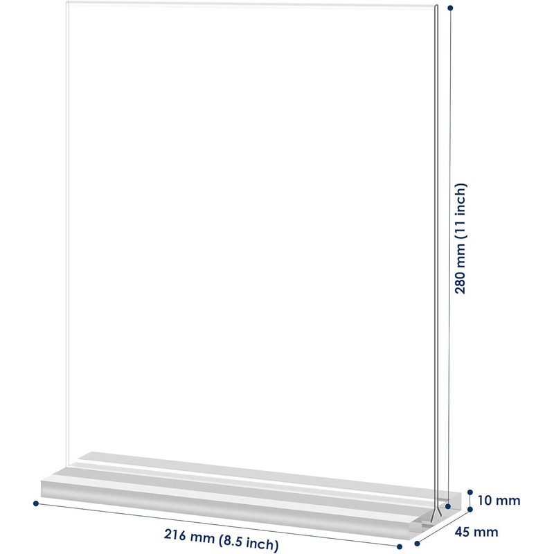2 Pack 8.5x11 inch Acrylic Sign Holder T Shape Double