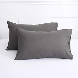 Lanest Housing Pillow Cases Queen, 2 Pack Dark Gray Microfiber Pillow Case with 2000 Thread Count, Breathable and Super Soft Pillowcase Queen Size