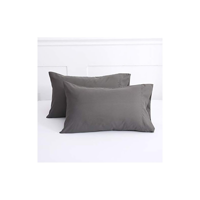 Lanest Housing Pillow Cases Queen, 2 Pack Dark Gray Microfiber