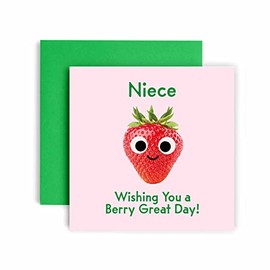 Huxters Birthday Cards for Women – Berry Great Day Niece Happy Birthday Card for Birthday, Niece Birthday Card with Lovely Pink Envelope – Funny Birthday Card (Niece)