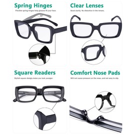 Eyekepper Eyekepper 4 Pack Stylish Eyeglasses Women - Oversized Square Eyewears Black