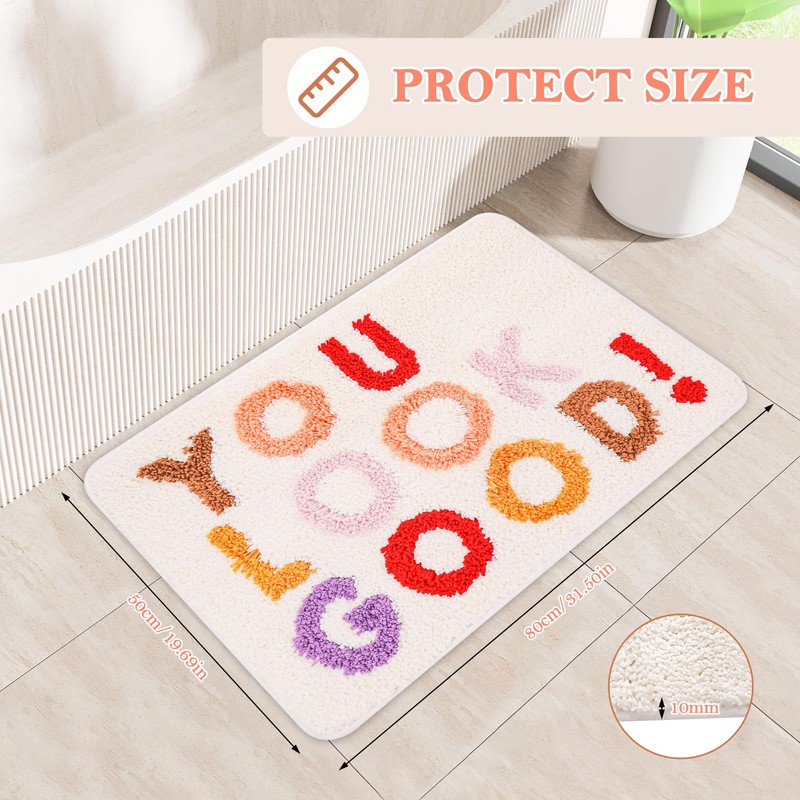 TranRantic Beige Bathroom Rug, 50 x 80 cm Bath Mat
