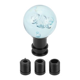 RATCHROLL Car Gear Shift Knob Acrylic Aluminum Alloy Stick Shifter Lever Knob for Automatic and Manual Vehicle with 3 Adapter Light Blue 1 Set