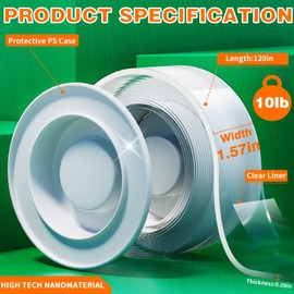 SHYFLY Double Sided Tape Heavy Duty for Walls - Nano Tape Strong Adhesive,Residue-Free, Multi-Functional Reusable Gel Tape,Perfect for Home and Office Use, 1.57inch x 120inch