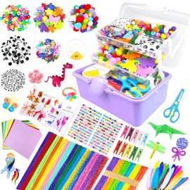 3000Pcs Arts and Crafts Supplies for Kids Craft Kits with Pipe Cleaners Crafting Supply All in 3 Layered Craft Box DIY Crafts for Kids Ages 4-8 8-12 Homeschool Supplies Toys Gifts for Girls & Boys
