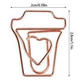 12Pcs Rose Gold Paper Clips, Color Metal Electroplating Paper Clips Funny Bookmark Marking Clip