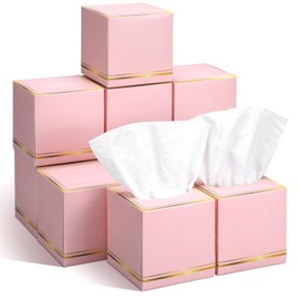 Fourluoo 12 Pack Facial Tissues Cube Boxes Face Box 600 Sheets 3 ply Soft Paper Square Tissues Bulk for Car Pocket Toilet Household Bedroom Family(Pink)
