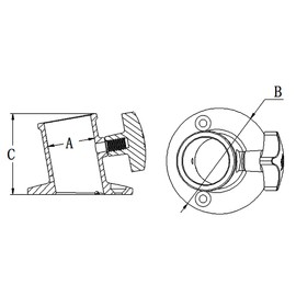 White Water 6147S Marine 316 Stainless Steel Flagpole Socket Top Mount with Knob, Fits 1-1/4" Tube