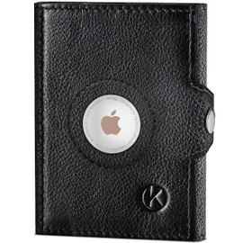 KORUTA® Slim Wallet with RFID Protection - Card Holder - Mini Wallet for Men and Women - Credit Card Holder Money Clip Wallet Small Wallet, black, With XL coin compartment and airtag compartment