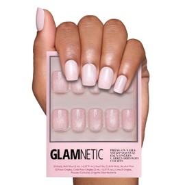 Glamnetic Glamnetic Press On Nails - Pinky Promise | Blush Short Squoval Nails, Reusable Stick On Fake Nails with Glue | 15 Sizes - 30 Nail Kit with Glue