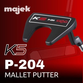 Majek K5 P-204 New Red and Black Golf Putter Right Handed Bullet Style Forgiving Mallet with Alignment Line Up Hand Tool 32 Inches Precision Steel Shaft SeniorLady Flex Ultra Petite Length