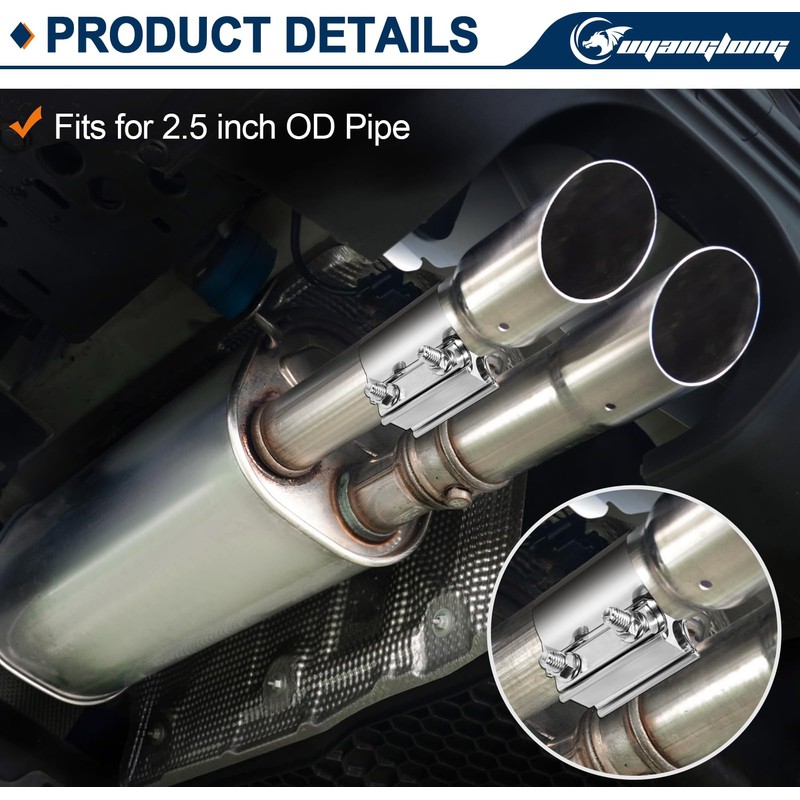 ouyanglong 2.5 Inch Exhaust Clamp, Stainless Steel exhaust pipe clamp,