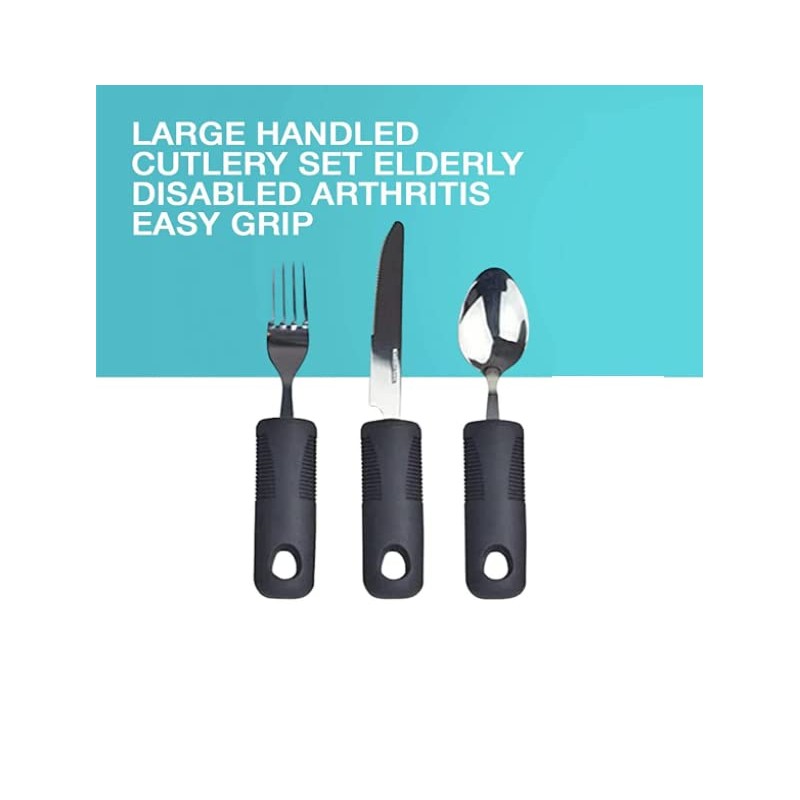 Weighted Extra Wide Handles Easy Grip Cutlery Set, Disability Ideal