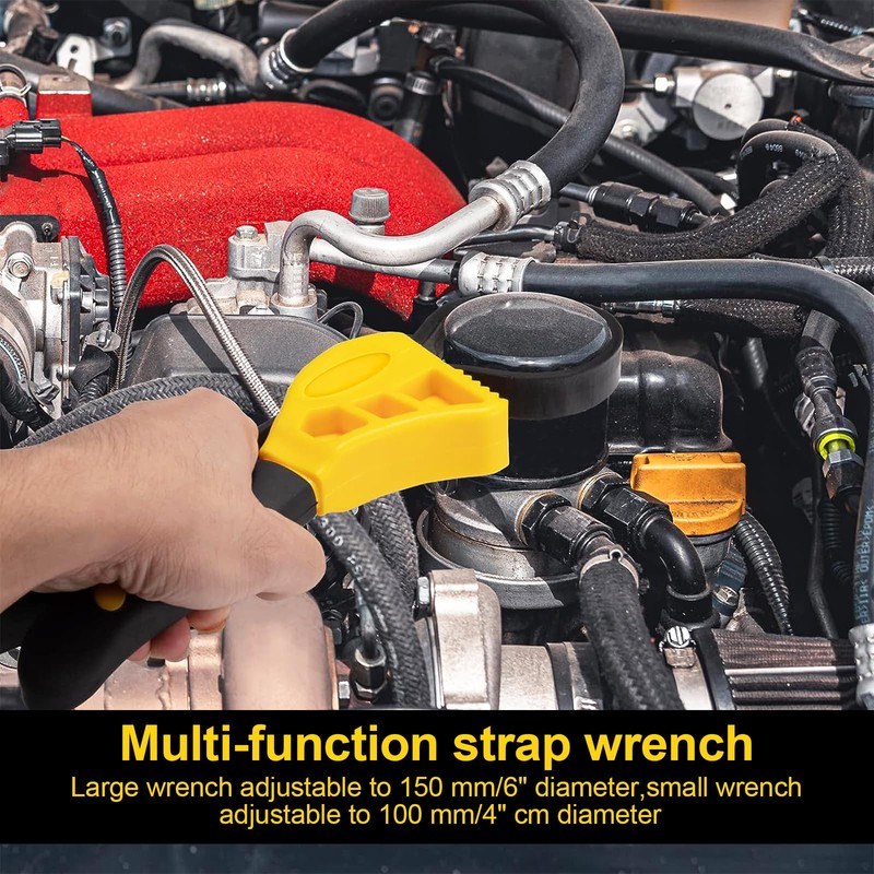 Strap Wrench Set, 2Pcs Adjustable Rubber Strap Wrench, Oil Filter
