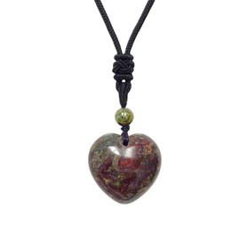 EDEN'S CALL Handcarved Crystal Stone Heart Pendant Necklace for Women Love Healing Quartz Pendant with Adjustable Cord, Dragon Blood