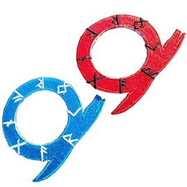 Embroidered Norse Viking God of War Ragnarök Omega Runes Iron On Sew Applique Patch (Blue)
