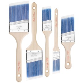 Bates- Angle Paint Brushes for Walls and Trim, 5 pcs, 1"/1.5"/2"/2.5"/3", Treated Wood Handle, Angled Paint Brushes for Trim, Stainless Steel Ferrule