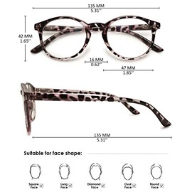 KOOSUFA Mode Anti Blaulicht Lesebrille Federscharnier Damen Herren Runde Lesehilfen Sehhilfe Anti M√ºdigkeit Brille 1.0 1.25 1.5 1.75 2.0 2.25 2.5 2.75 3.0 3.5 4.0 (Leopard+Durchsichtig, 2.0)