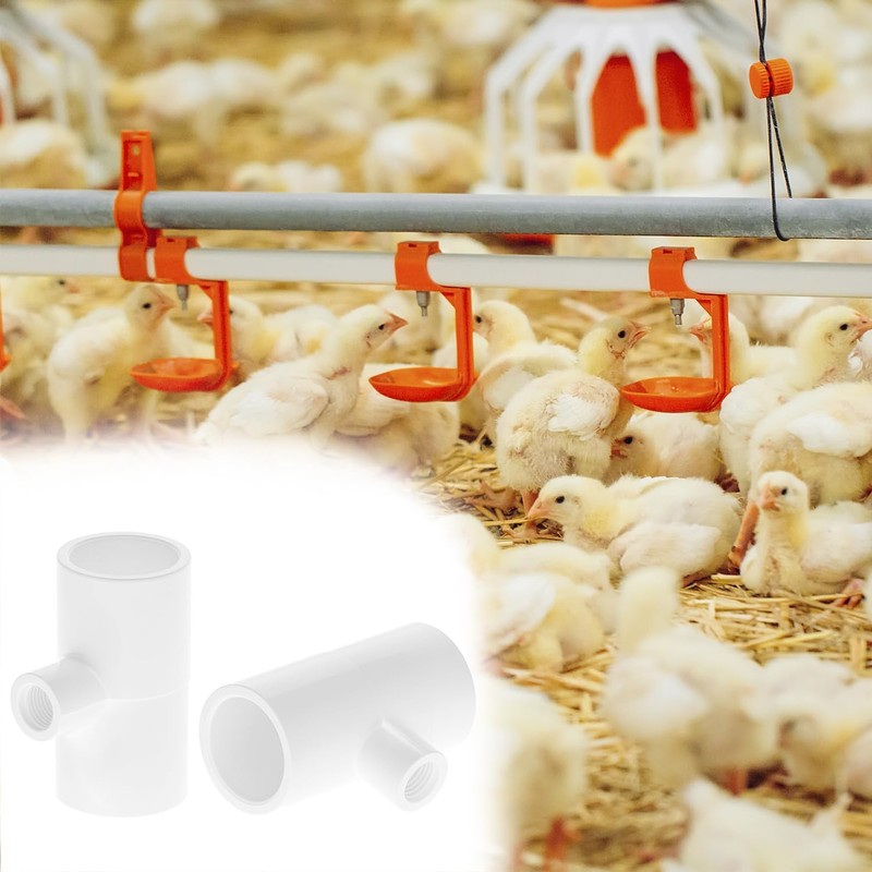 QWORK Chicken Waterer PVC Tee Fittings, 20 Pack PVC Pipe