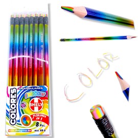 WUGOYU Shely Lápices de Colores Rainbow 7 Colores en 1 - Set de 8 Piezas - Juego de Lápices premium de colores - Kit de Lápices