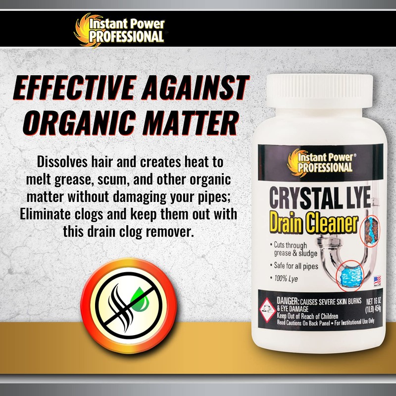 Instant Power Professional Crystal Lye Drain Cleaner, Drain Clog Remover