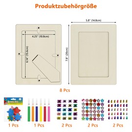 GWAEPU Pack of 8 Wooden Picture Frames for Painting: 20 x 15 cm Picture Frame DIY Craft Sets with 6 Varieties of Rhinestones & 3D Stickers for Decoration Wedding Anniversaries Birthdays Mother's Day