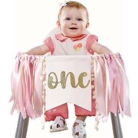 1st High Chair Banner, Birthday Banner for Girls, First Birthday, High Chair Banner, One Year Birthday Party Decoration for Princess Fairy Baby Photo Props, Party Decor