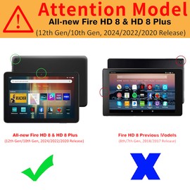 Case for Fire HD 8 & HD 8 Plus Tablet (12th/10th Gen, 2024/2022/2020), Slim PU Leather Folio Cover with Stand & Auto Wake/Sleep, Shockproof Protection for Fire HD 8 8-Inch Tablet, Red Head Bird