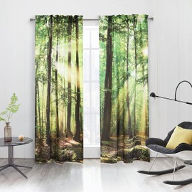 Loft Living Forest Digital Panoramic Print Curtain Pair 76" x 84" in Multi