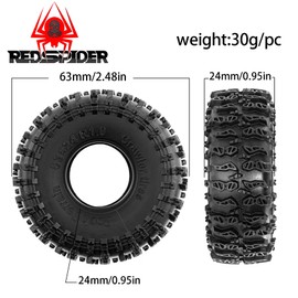 REDSPIDER•Rubber 1.0'' Crawler Tires OD 2.48'' for 1/24 1/18 RC Crawler Car scx24 trx4m fcx24 tires