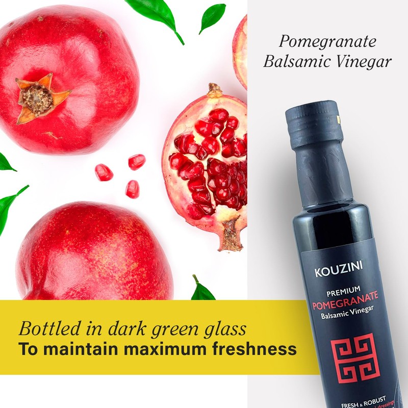 Kouzini Ultra Premium Pomegranate Balsamic Vinegar, Aged Balsamic Vinegars from