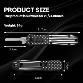 Automatic Utility Knife,All Metal Construction Carbon Stainless Steel Blade,EDC Push Button Quick Change Retractable Box Cutter with Clip,10PCS #23 Blades Replacement,Black Stars&Stripes