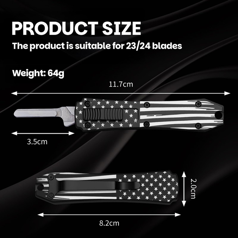 Automatic Utility Knife,All Metal Construction Carbon Stainless Steel Blade,EDC Push