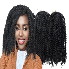 Haolocs 3 Pack/Lot Island Twist Braid Crochet hair 14/18 Inch Pre Stretched Marley Twist Braids hair Soft Afro Twist Braiding Hair Spring Twist crochet Hair Extensions (#1, 14 Inch)