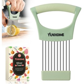 Onion Slicer Holder, Stainless Steel Onion Holder for Slicing, Onion Cutter Vegetable Chopper for Slicing of Lemon Avocado & Meat, Kitchen Utensils Gadget for Slices, Kitchen Assistant Tool for Fruit