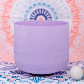 432Hz B Crown Chakra Purple Color Frosted Quartz Crystal Singing Bowl 8 inch sound healing