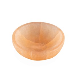 NKlaus Peach Selenite Round Bowl 10 cm - Round Bowl Made of Peach Selenite, Handmade for Meditation and Healing Stones, Ideal Spiritual Decoration for Energetic Cleansing and Harmony 16433