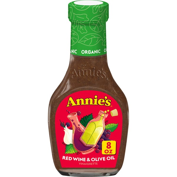 Annie's Organic Red Wine & Olive Oil Vinaigrette Salad Dressing, Vegan, Non-GMO, 8 fl. oz.