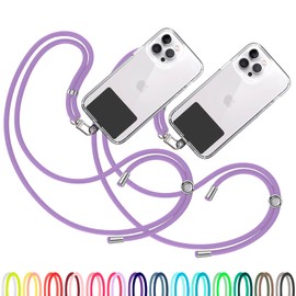 TBOC 2X Cell Phone Lanyard [Violet] - Comfortable Universal Smartphone Lanyard - Easy to Use Neck Phone Holder [Black Patch] - Adjustable Length Phone Strap Crossbody - Fits All Mobile Phones