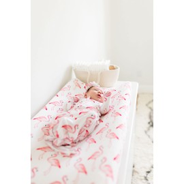 Flamingo Fitted Changing Pad Cover, Made from Viscose from Bamboo and Spandex Material, Fits Standard Changing Pad, by Florida Kid Co.