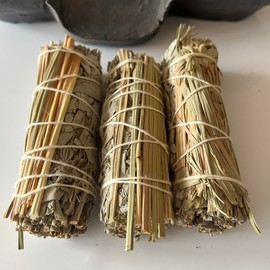 3x Sweet Grass White Sage 4" Smudge Sticks