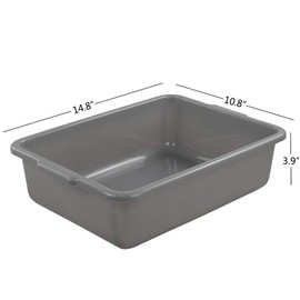 Idotry 4-Pack Small Plastic Commercial Bus Box, 8 L Small Bus Tub, Gray