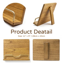 Cookbook Stand Holder for Kitchen Counter Decor - Wooden Recipe Book Holder